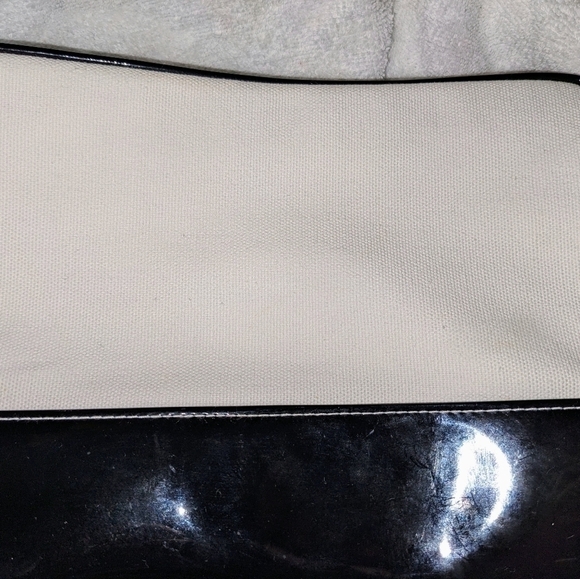 Vintage Chanel White Canvas with Black Vinyl Cosmetic Bag - Picture 8 of 8